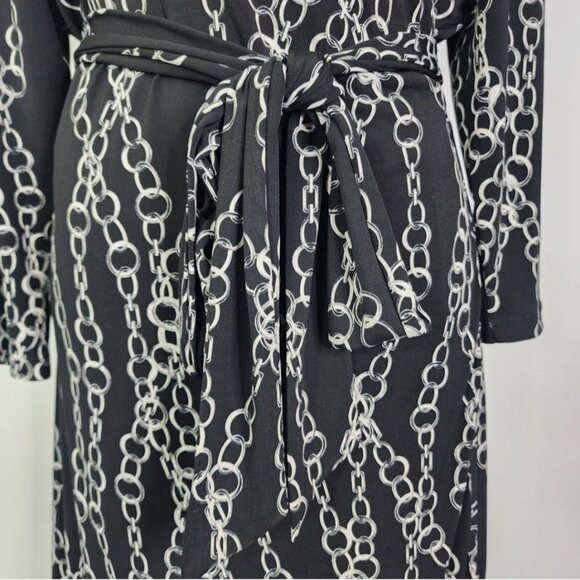 NWT Banana Republic Black & White Chain Stretch Wrap Dress XS - Picture 6 of 9
